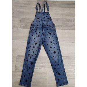 👖Current/Elliott The Rollin Flocked Star Overalls Women's 1 Boho Y2K Denim USA